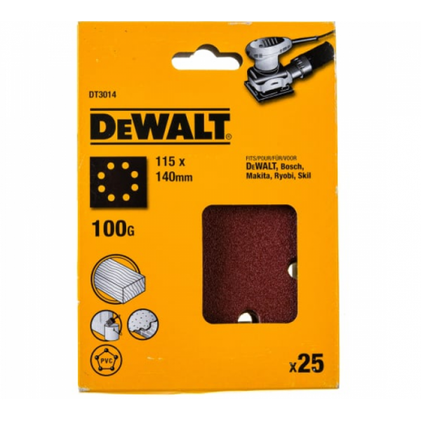 Шлифлисты DeWalt 115х140мм 100G 25шт DT3014-QZ