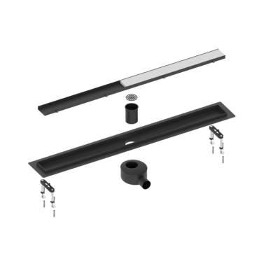 Душевой лоток Timo Drain System 900 DS230209/03 с двусторонней панелью "plate" под плитку, черный