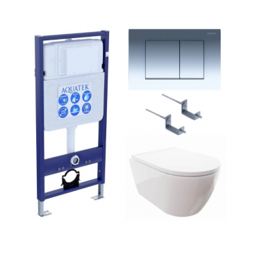 Комплект AQUATEK SET AQUATEK ПОЛАРИС-010 4в1 (рама Standard INS-0000012+унитаз Поларис AQ0700-00 с сиденьем+крепеж KKI-0000002+панель смыва KDI-0000010)