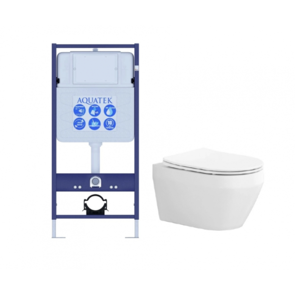 Комплект AQUATEK SET AQUATEK ЛЕЯ Т (рама Standard INS-0000012 + крепеж KKI-0000001 + унитаз Лея AQ1199T-00 с сиденьем)
