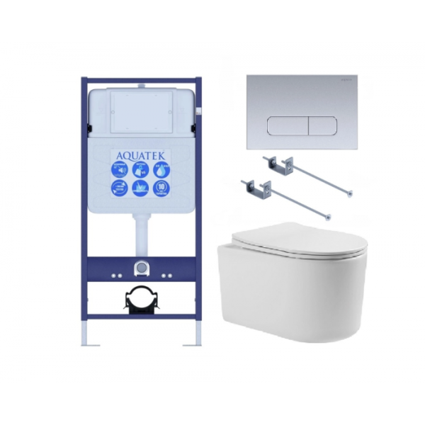 Комплект AQUATEK SET AQUATEK МИЯ-014 4в1 (рама Standard INS-0000012+крепеж KKI-0000002+клавиша KDI-0000014+унитаз Мия AQ2004-00 с сиденьем)