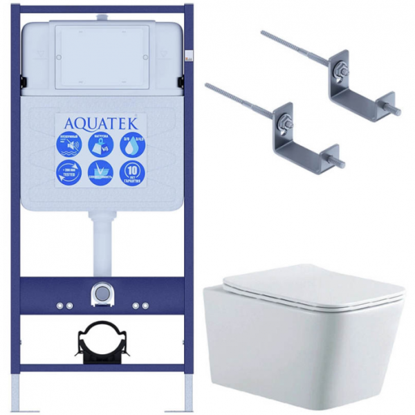 Комплект AQUATEK SET AQUATEK ЛИБРА N KKI2 (рама Standard INS-0000012+крепеж KKI-0000002+унитаз Либра New AQ0530N-00 с сиденьем)