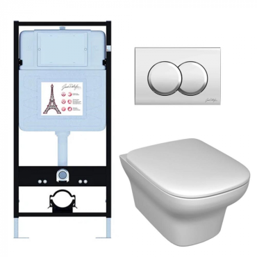 Подвесной унитаз c инсталляцией и клавишей смыва Jacob Delafon Vox E21747RU-CP (E36495-NF+E36496-CP+EDM102+E20142) Подвесной унитаз c инсталляцией и клавишей смыва Jacob Delafon Vox E21747RU-CP (E36495-NF+E36496-CP+EDM102+E20142)
