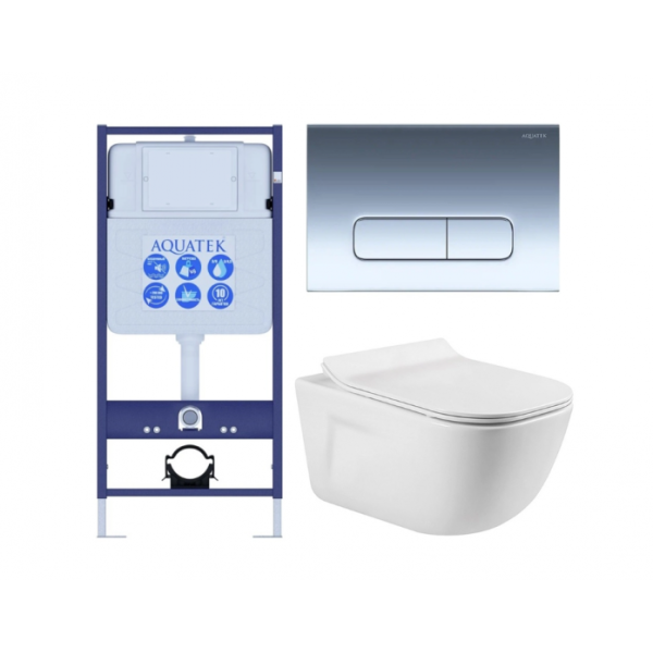 Комплект AQUATEK SET AQUATEK ДИВА-016 4в1 (рама Standard INS-0000012+крепеж KKI-0000002+клавиша KDI-0000016+унитаз Дива AQ2012-00 с сиденьем)