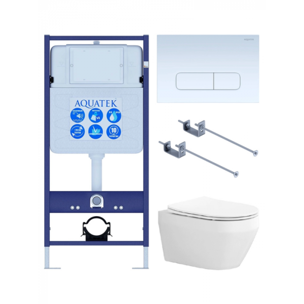 Комплект AQUATEK SET AQUATEK ЛЕЯ T-KKI01-013 (рама Standard INS-0000012+клавиша KDI-0000013+ крепеж KKI-0000001+унитаз Лея AQ1199T-00 с сиденьем)