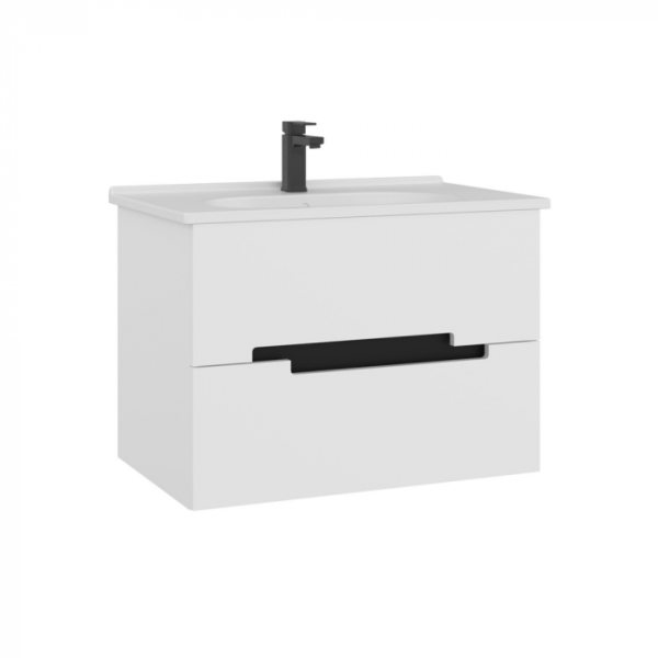 Тумба с раковиной ORKA Lodi 80 белый, черный 5005885