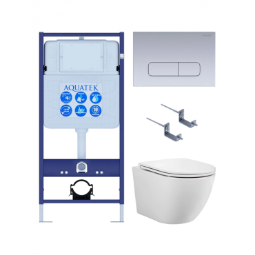 Комплект AQUATEK SET AQUATEK ЕВРОПА T KDI14 (рама Standard INS-0000012 с клавишей KDI-0000014 и крепежом KKI-0000002+унитаз AQ1900T-00 с сиденьем)