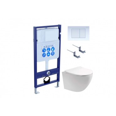 Комплект AQUATEK SET AQUATEK ЕВРОПА cm-009 4в1 (рама Standard INS-0000012+крепеж KKI-0000002+клавиша KDI-0000009+унитаз Европа AQ1900-00 с сиденьем)