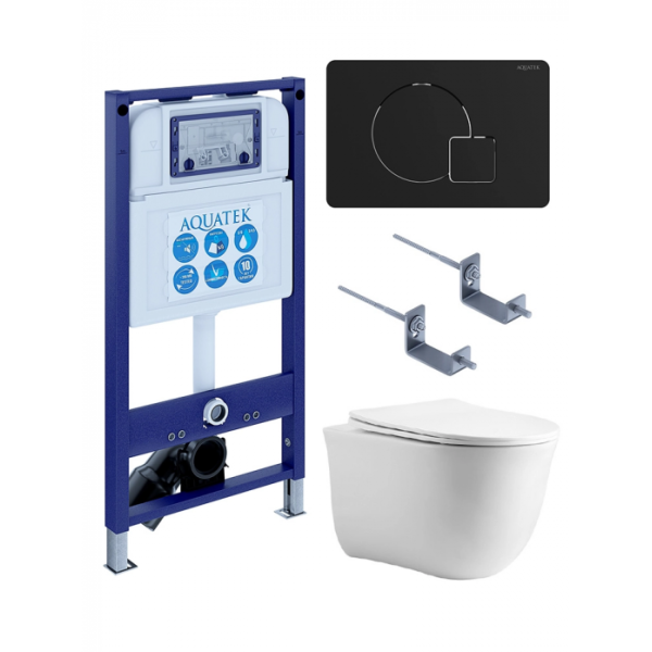 Комплект AQUATEK SET AQUATEK КЛАССИК cm-069 4в1 (рама INS-0000025+крепление KKI-0000002+клавиша KDI-0000069+унитаз AQ1112-00 с сиденьем)