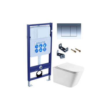 Комплект AQUATEK SET ЛИБРА T-010/KKI33 (рама INS-0000012+крепеж KKI-0000033+клавиша KDI-0000010+унитаз Либра AQ1505T-00 с сиденьем)