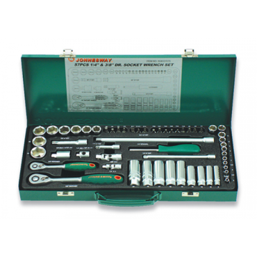 Набор стандартных и глубоких торцевых головок 1/4" и 3/8"DR 4-24 мм Jonnesway S04H3157S Набор стандартных и глубоких торцевых головок 1/4" и 3/8"DR 4-24 мм Jonnesway S04H3157S