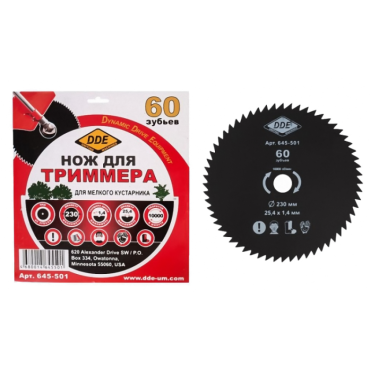 Диск для триммера DDE 60 зубьев 230х25,4мм 645-501