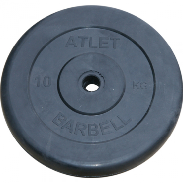Диск обрезиненный MB Barbell Диск обрезиненный d 26 мм чёрный 10,0 кг Atlet Диск обрезиненный MB Barbell Диск обрезиненный d 26 мм чёрный 10,0 кг Atlet