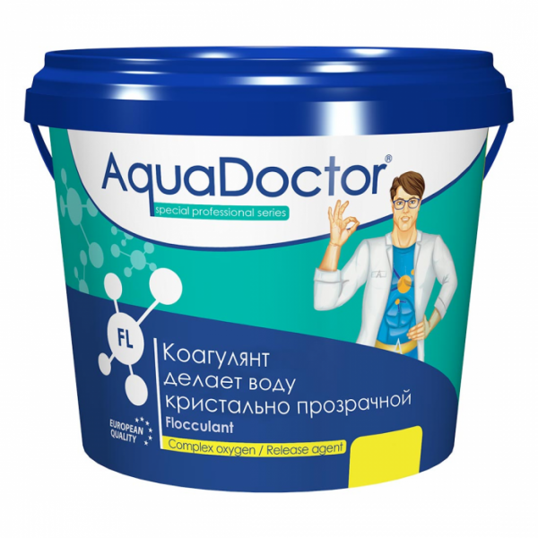 Химия для бассейна AquaDoctor Флокулянт быстрорастворимый (FL-1) 1кг ведро AQ19394