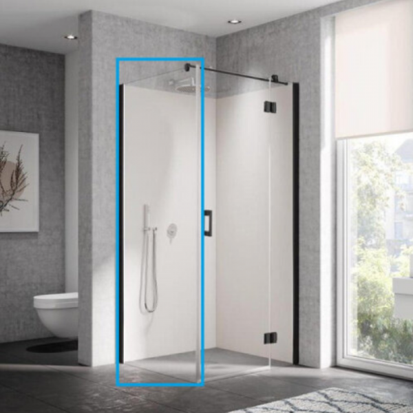 Боковая стенка Kermi Liga LI TWP 10020 3PK 1000x2000 черный/стекло прозрачное