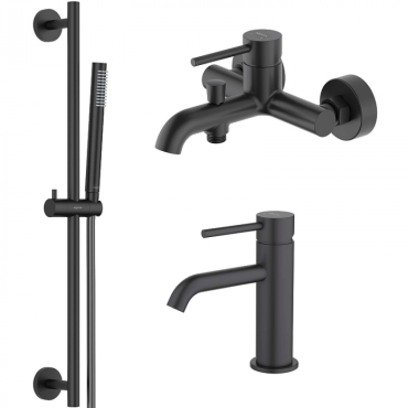 Комплект смесителей AQUATEK Европа AQ1330MB матовый черный (AQ1310MB+AQ1340MB+AQ2012MB)