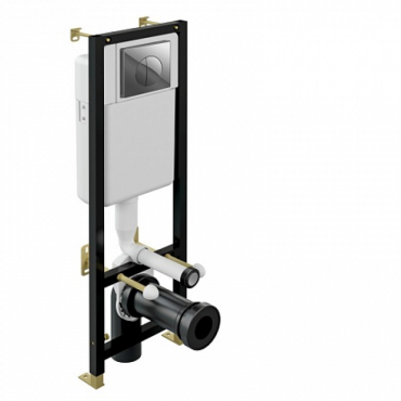 Инсталляция Cersanit BLACK 35 кнопка LEON хром + унитаз Point Меркурий черный матовый PN41831BM S-IN-BLACK-Cg-w+PN41831BM