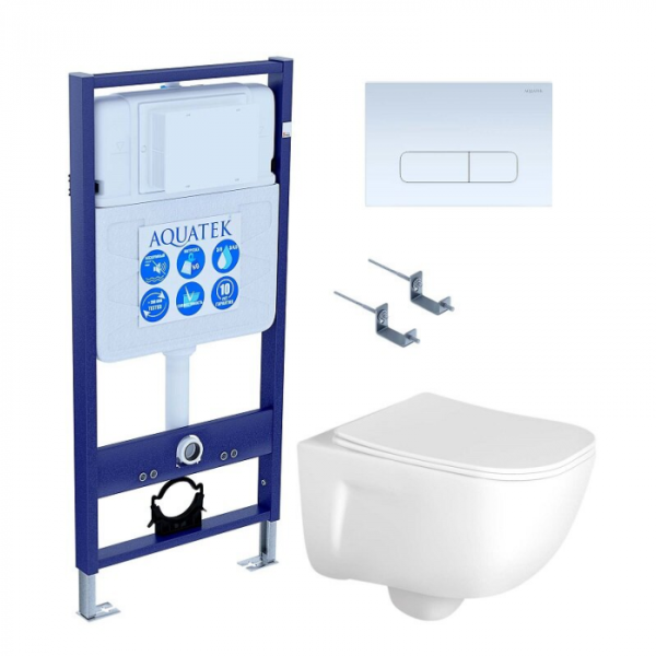 Комплект AQUATEK SET AQUATEK ДИВА-013 4в1 (рама Standard INS-0000012+крепеж KKI-0000002+клавиша KDI-0000013+унитаз Дива AQ2012-00 с сиденьем)