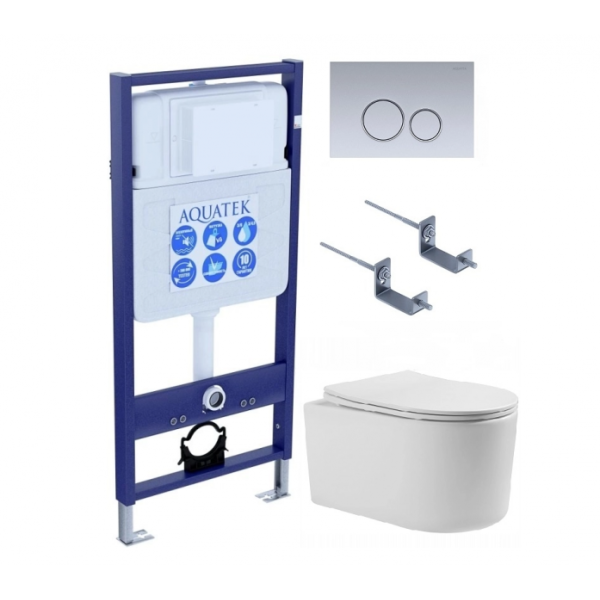 Комплект AQUATEK SET AQUATEK МИЯ-019 4в1 (рама Standard INS-0000012+крепеж KKI-0000002+клавиша KDI-0000019+унитаз Мия AQ2004-00 с сиденьем)
