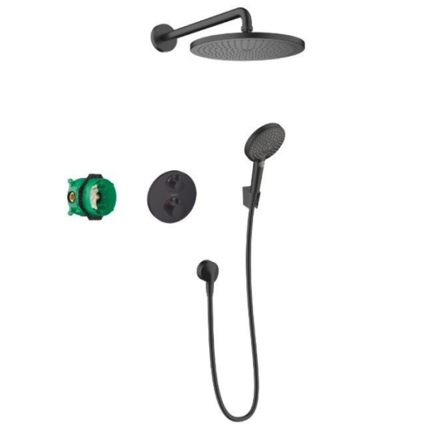 Душевая система с термостатом Hansgrohe Croma 27961670 черный матовый