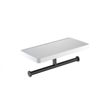 Бумагодержатель двойной с полкой AQUATEK Европа AQ4919MB матовый черный Бумагодержатель двойной с полкой AQUATEK Европа AQ4919MB матовый черный