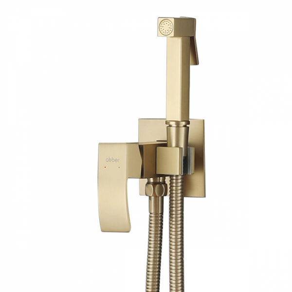 Смеситель с гигиеническим душем Abber Wasserfall AF8625G золото матовое
