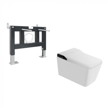 Комплект Abber AC1215S-AC0101P (подвесной электронный унитаз-биде Rechteck AC1215S с инсталляцией AC0101P)