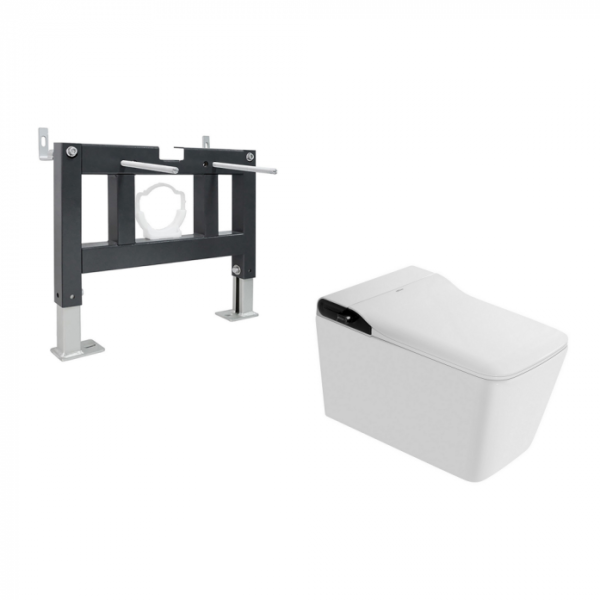 Комплект Abber AC1215S-AC0101P (подвесной электронный унитаз-биде Rechteck AC1215S с инсталляцией AC0101P)