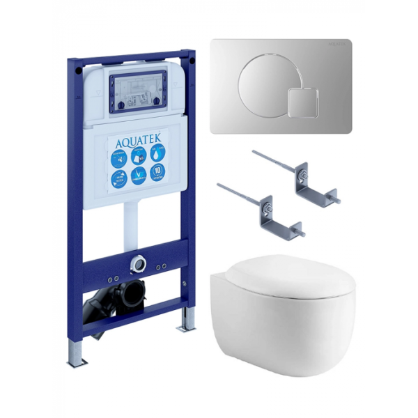 Комплект AQUATEK SET AQUATEK АЛЬТАИР cm-068 4в1 (рама INS-0000025+крепление KKI-0000002+клавиша KDI-0000068+унитаз AQ1980-00 с сиденьем)