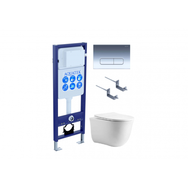 Комплект AQUATEK SET КЛАССИК cm-INS17-016 4в1 (рама Standard INS-0000017 с звукоизоляционной прокладкой+крепеж KKI-0000002+клавиша KDI-0000016+унитаз AQ1112-00 с сиденьем)