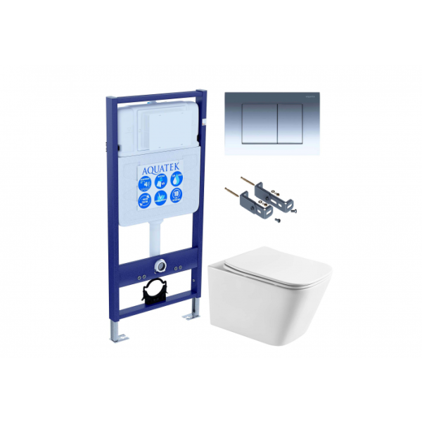 Комплект AQUATEK SET ЛИБРА T-010/KKI16 (рама INS-0000012+крепеж KKI-0000016+клавиша KDI-0000010+унитаз Либра AQ1505T-00 с сиденьем )