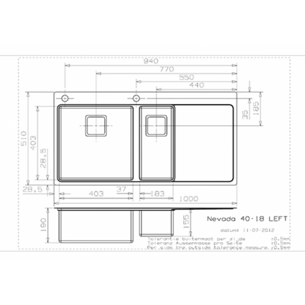 Кухонная мойка Reginox Nevada 40x18 LUX OKG right (c/box) L