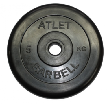 Диск обрезиненный MB Barbell d 51 мм чёрный 5,0 кг Диск обрезиненный MB Barbell d 51 мм чёрный 5,0 кг