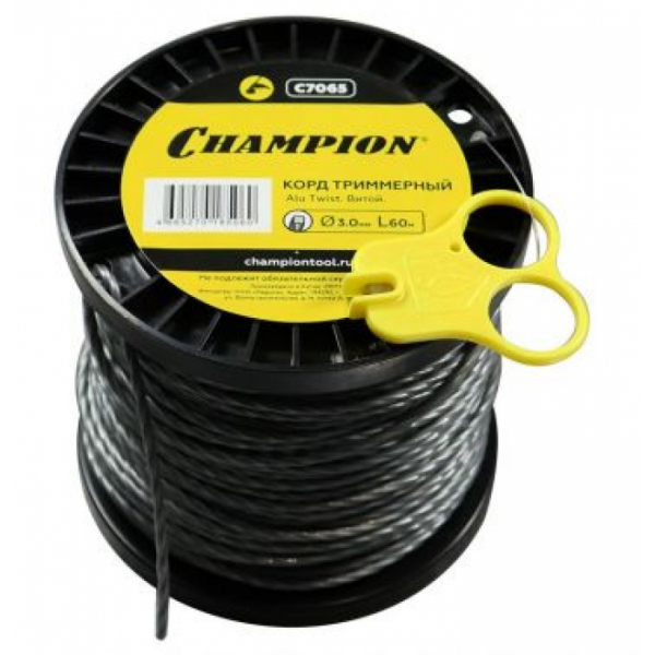 Корд триммерный Champion Alu Twist 3.0мм*60м (витой)+нож C7065