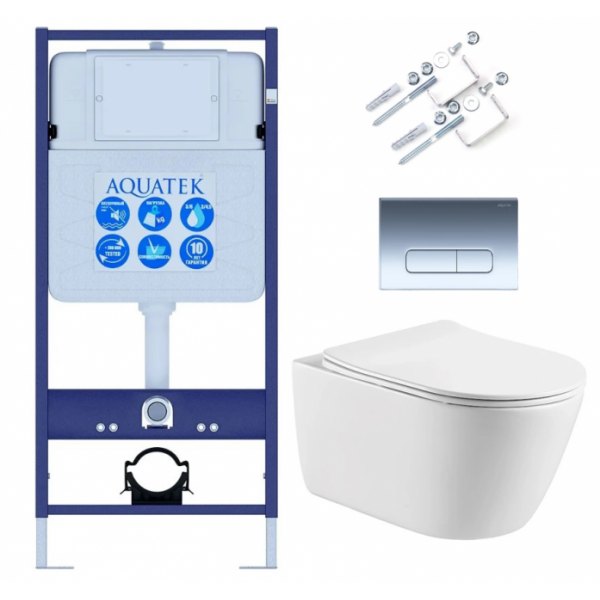 Комплект Акватек SET AQUATEK ОБЕРОН KDI16 (рама Standard INS-0000012 с клавишей KDI-0000016 и крепежом KKI-0000002+унитаз ОБЕРОН AQ1363W-00 с сиденьем)