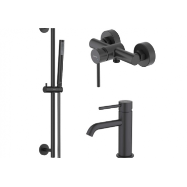 Комплект смесителей AQUATEK Европа AQ1331MB матовый черный (AQ1310MB+AQ1360MB+AQ2012MB)