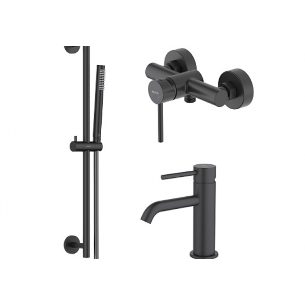 Комплект смесителей AQUATEK Европа AQ1331MB матовый черный (AQ1310MB+AQ1360MB+AQ2012MB)