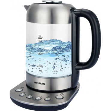 Чайник электрический Hyundai HYK-G8407 черный/прозрачный