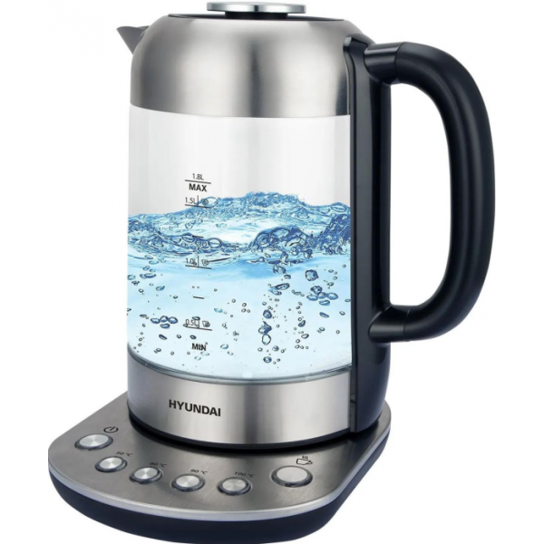 Чайник электрический Hyundai HYK-G8407 черный/прозрачный