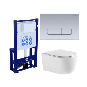 Комплект AQUATEK Set AQUATEK ЕВРОПА-014 3в1 (рама INS-0000016+кнопка KDI-0000014+унитаз ЕВРОПА AQ1106-00 с сиденьем)