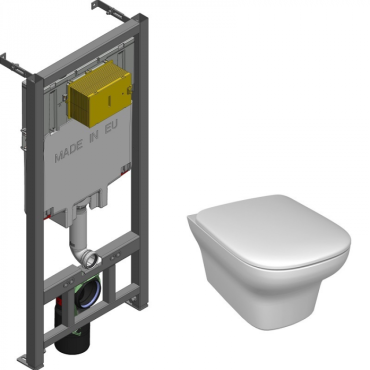 Подвесной унитаз c инсталляцией Jacob Delafon Vox E21772RU-00 (E29025+EDM102+E20142)