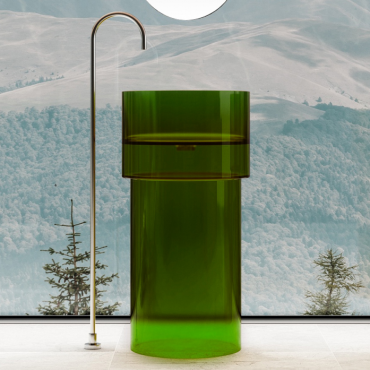 Раковина отдельностоящая прозрачная Abber Kristall AT2701Emerald зеленая