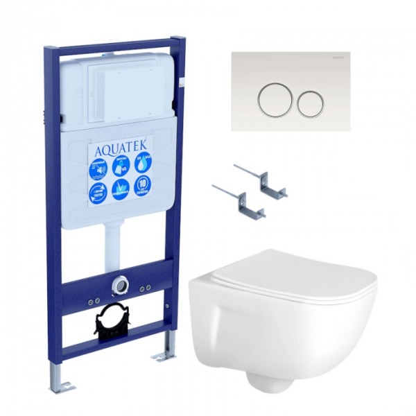 Комплект AQUATEK SET AQUATEK ДИВА-015 4в1 (рама Standard INS-0000012+крепеж KKI-0000002+клавиша KDI-0000015+унитаз Дива AQ2012-00 с сиденьем)