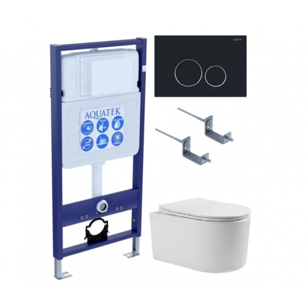 Комплект AQUATEK SET AQUATEK МИЯ-020 4в1 (рама Standard INS-0000012+крепеж KKI-0000002+клавиша KDI-0000020+унитаз Мия AQ2004-00 с сиденьем)
