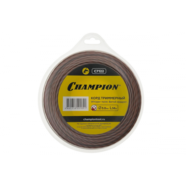 Корд триммерный Champion Whisper-twist 2,4мм*87м (витой квадрат) C7120