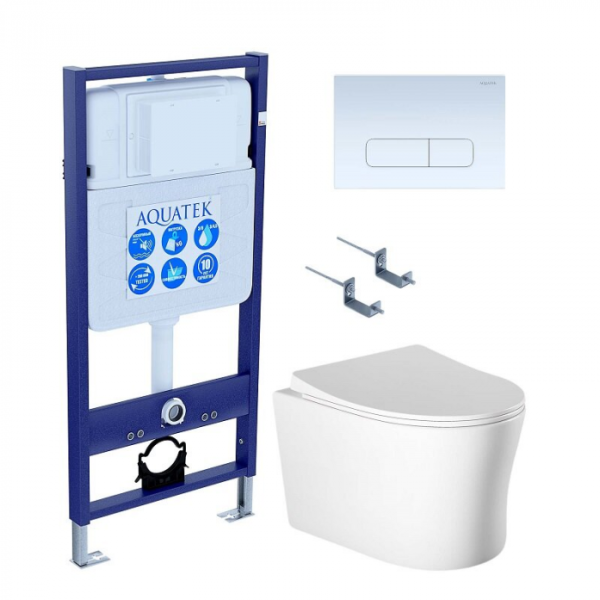 Комплект AQUATEK SET AQUATEK НИКА-013 4в1 (рама Standard INS-0000012+крепеж KKI-0000002+клавиша KDI-0000013+унитаз Ника AQ2009-00 с сиденьем)
