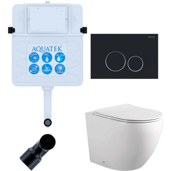 Комплект AQUATEK SET BW AQUATEK ЕВРОПА-020 3в1 (смывной бачок INS-0000019+кнопка смыва KDI-0000020+унитаз ЕВРОПА AQ1902-00 с сиденьем)