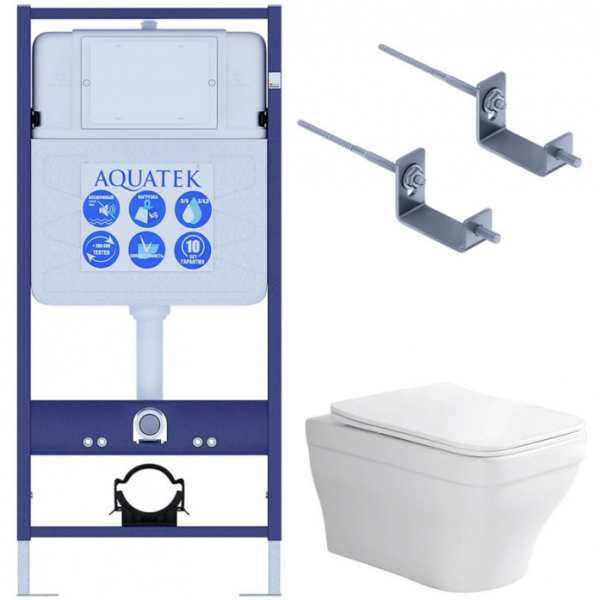 Комплект AQUATEK SET AQUATEK АМАДЕО KKI2 (рама Standard INS-0000012+крепеж KKI-0000002+унитаз Амадео AQ1163-00 с сиденьем)