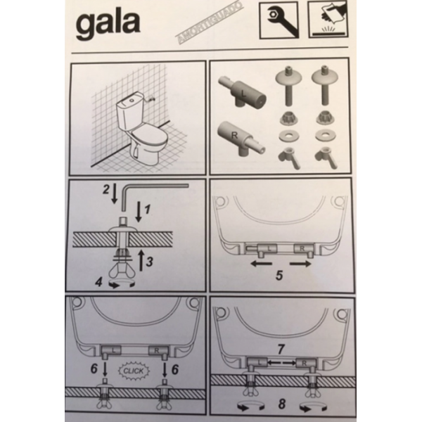 Комплект петель для установки сиденья с механизмом плавного опускания Gala Elia 5384200