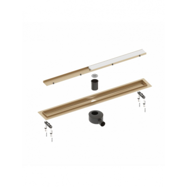 Душевой лоток Timo Drain System 800 с двусторонней панелью "plate" под плитку, золото матовое DS230208/17